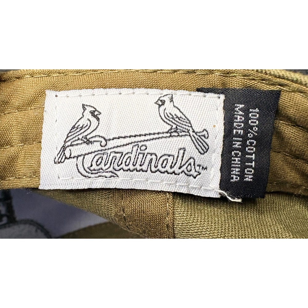 St Louis Cardinal MLB Army Baseball Hat Tan Olive Green Distressed Strapback Cap - Picture 4 of 5